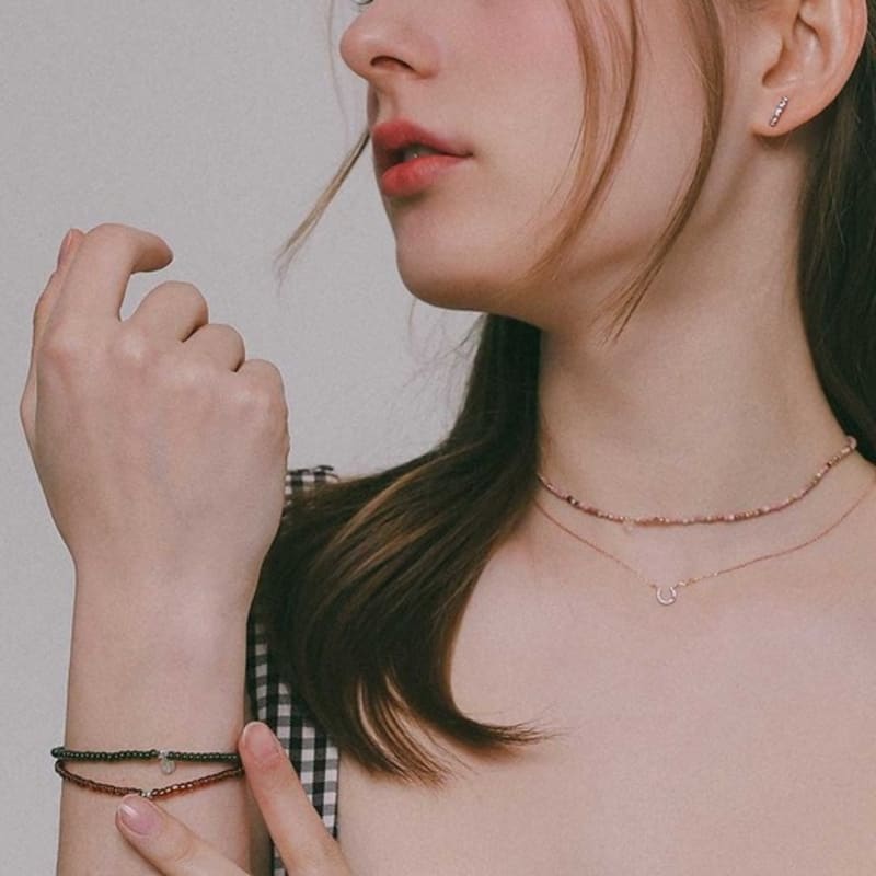 

J.Lauren [MADE] Milky Beads Silver Ball Bracelet B01057 milk pink