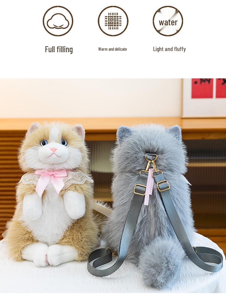 Original Simulated Cat Plush Doll Backpack - Cute Double Shoulder Gift for Girlfriend's Birthday
