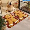 Christmas Gingerbread Man Design Doormat Premium Flannel Suitable for Decorating Bathrooms Living Rooms Bedrooms Kitchens Mat
