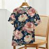 Elegant Floral Short Sleeve Tops Soft Fabric,Relaxed Fit for Daily Wear,Casual Vacations & Light Sports