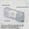 Floral Plaid Splicing Pen Bag Large Capacity Stationery Pouch Portable Pencil Case  School Supplies