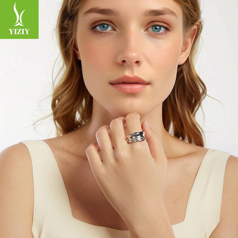 Glossy Ring, Open Copper Ring, Exaggerated And Unique Large And Wide Surface Light Luxury Copper Jewelry.