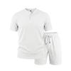 Summer Retro Men's Loose Knit Henley Shirt & Shorts Set