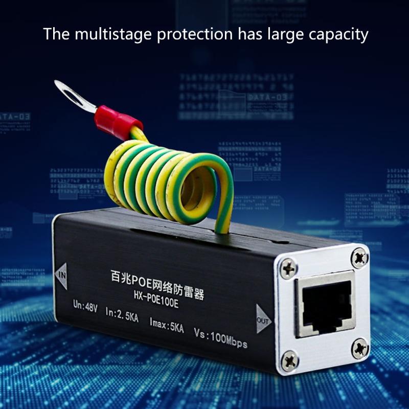 POE Surge Arrestor Ethernet Surge Protectors High Voltages Resistant Compatibility with IEEE802.3af/at Standards