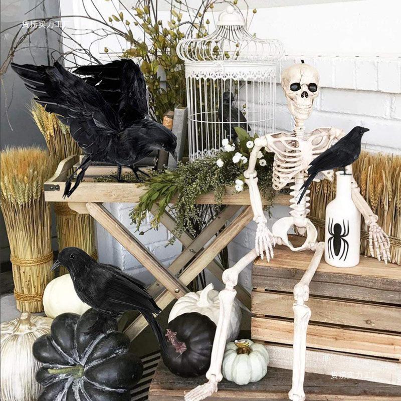 Halloween Crow Figurine - Small Bird Ornament for Tabletop & Party Decor