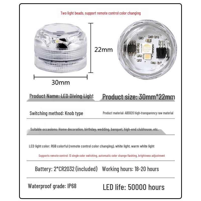 Knob-Type Waterproof LED Diving Candle Light for Fish Tanks - Colorful Underwater Micro-Landscape Decoration Light