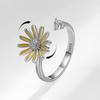 Süßer Chrysanthemen Drehbarer Offener Ring für Damen Frisches Blumen Design Verstellbares Band Modeschmuck Geschenk