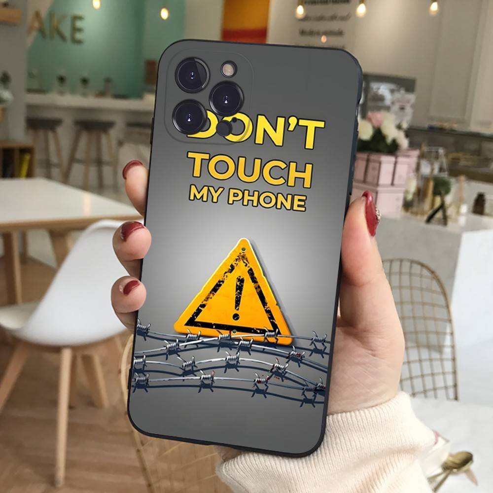 Nicht anfassen Mein Handy Muster Handyhülle Für IPhone 17 16 15 14 13 12 11 Pro Max Plus Mini Weiche Schwarze Hülle