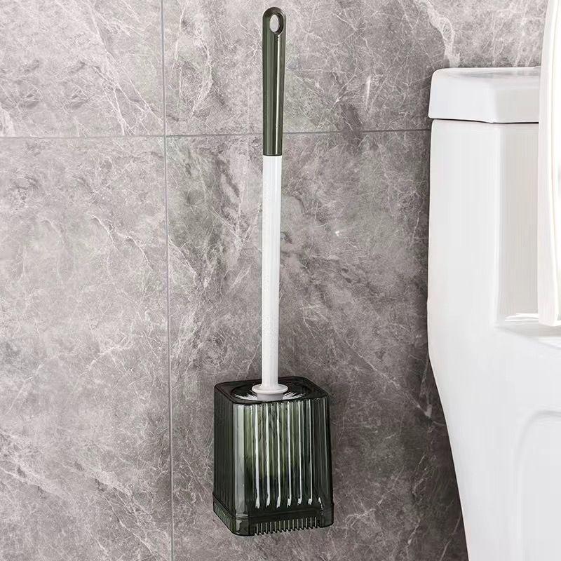 Home Wall Mounted Toilet Brush New Wall Mounted Blind Spot Brush Set Bathroom Toilet Cleaning Long Handle Artifact