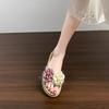 Versatile Open-toed Double Ring with Thick-soled Cool Slippers Large Size Fairy Style with Skirt Rose National Style Sandals Super Soft