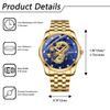Men's Gold Dragon Watch, Stainless Steel: Luminous Analog, Calendar, Dragon, Antique Quartz Watch, 3ATM Water Resistant, Fashion Accessory - Perfect