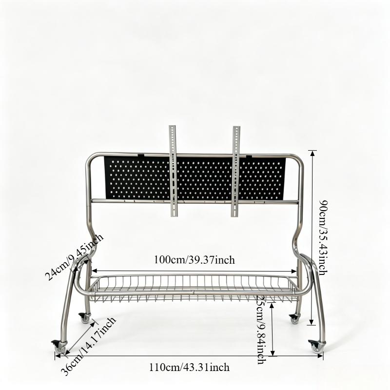 TV Stands Nordic TV Mobile Bracket Living Room Home Modern Simple Floor 32-75 Inch Stainless Steel Hanger with Wheels TV Cabinet