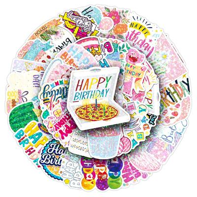 50 Blatt festliche Happy Birthday Laser-Sticker für Notizbücher und Journale
