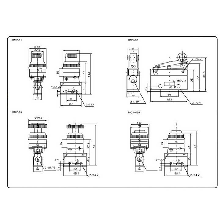 Pneumatic Mechanical Valve MOV-01 MOV-02 MOV-03 03A Valve Air Switch Control Valve Quick Push Button MOV Ventilation Valves 4