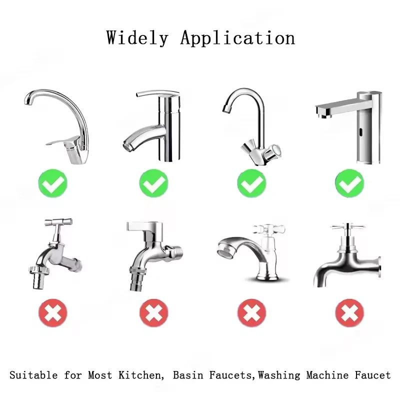 108° Rotating Faucet-Extender Universal Kitchen Faucet Extend 2 Mode Splash Filter Extension Multifunctional Stainless Steel