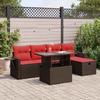 VidaXL Garden Lounge Set 6 Pcs with Brown Wicker Cushions, Outdoor Sofa Set, Garden Furniture 3327854
