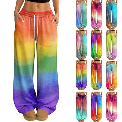 Women's Casual And Fashionable Printed Elastic Waist Loose Wide Leg Pants