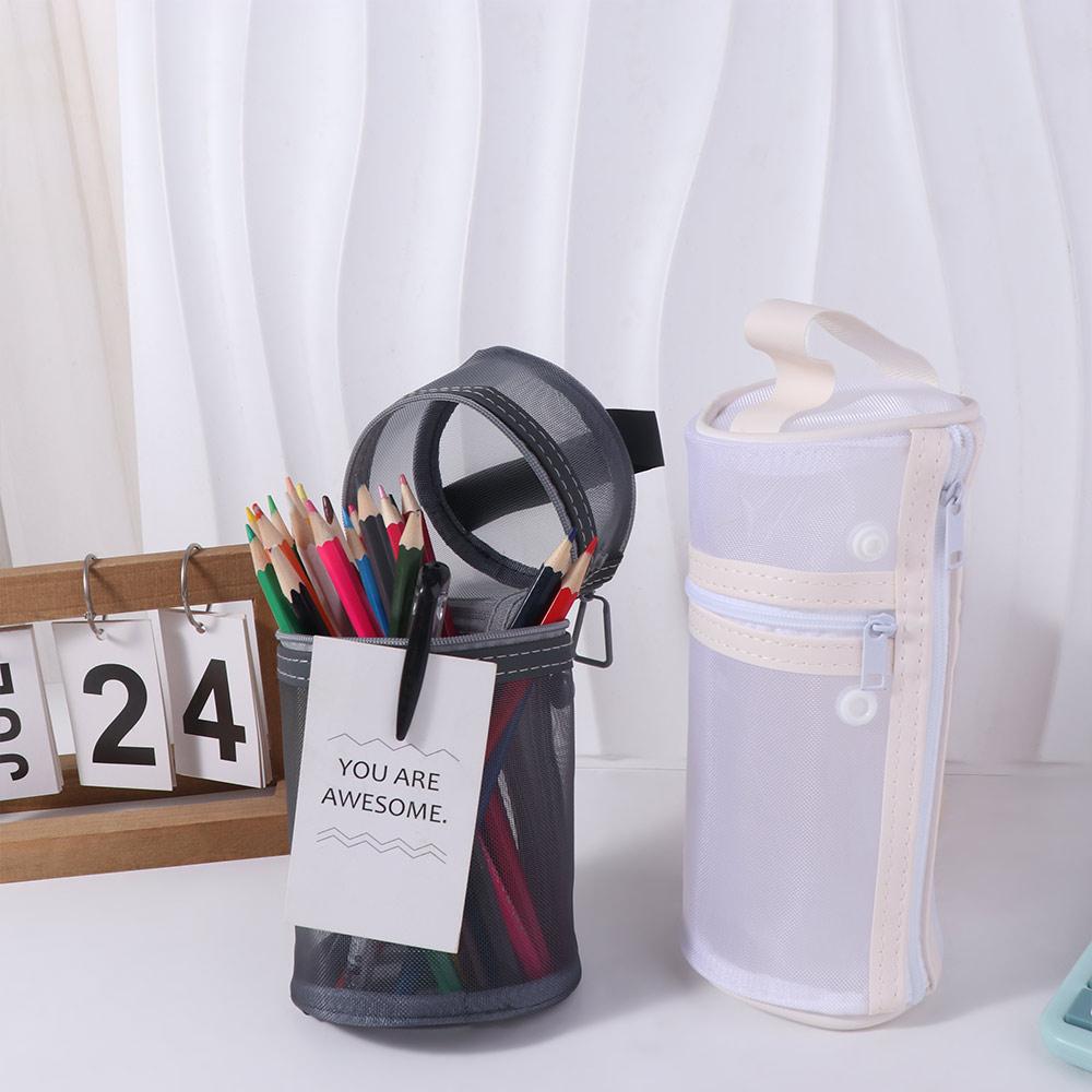 Portable Mesh Pencil Case Large Capacity Mesh Pen Holder  Bag  Office Supplies