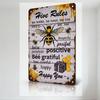 Rustic Metal Tin Sign with Bee Hive Motif - Weathered Frame, Yellow Honey Drips, Honeycomb & Bee Quotes for Home Decor, Man Cave