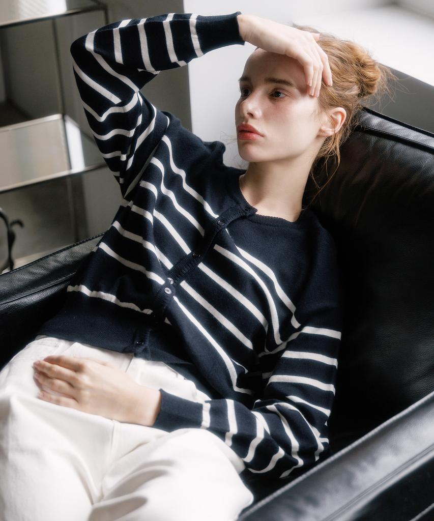 HYFVE Wool Blocked Striped Knit Cardigan
