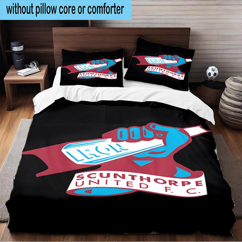 3PCS Scun-thorpe Football Crest Bedding Set,Including 1pc Duvet Cover And 2pcs Pillowcases Perfect for Bedroom, Dormitory, Fan Christmas gift