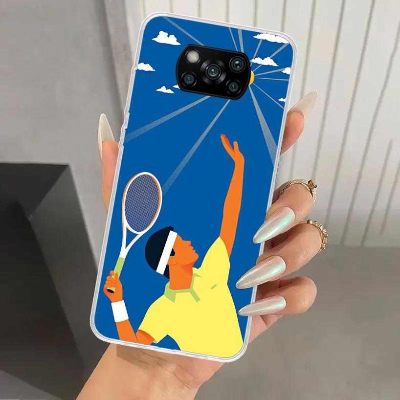 Tennis Sport Phone Case for Xiaomi Poco X5 X6 X7 Pro F7 Ultra M7 Redmi 15 15C 13 13C 12 12C 10 10A 10C 9 9A 9C 9T Shell Poco X7