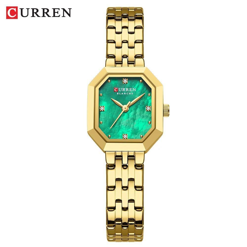 CURREN Luxurious Elegant Women's Watches Classic Rectangular Dial with Rhinestones Stainless Steel Waterproof