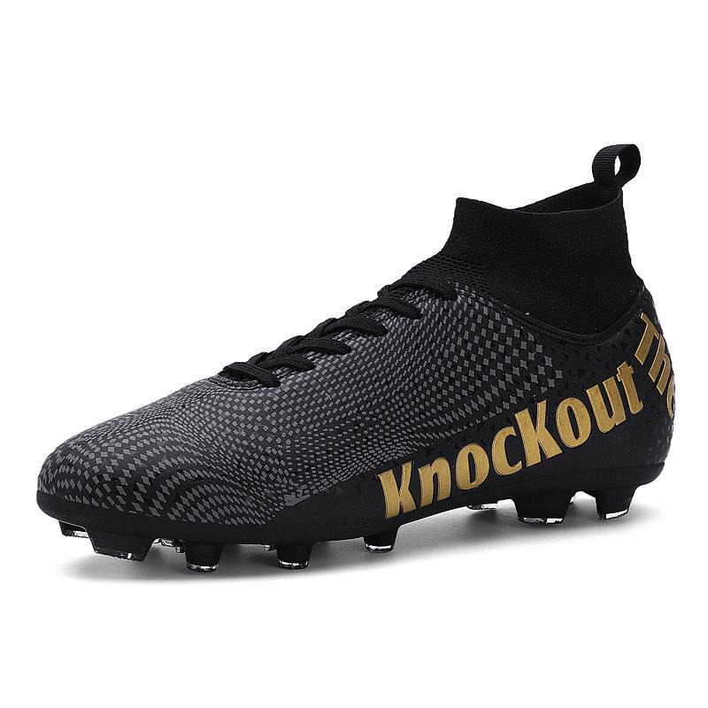 503 Football Shoes Children Boys Girls Teenagers With A High Top Fly Weave Leather Surface HG Long Nails FG Broken TF Flat Bottom Training