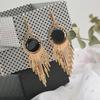 Women Tassel Geometric Earrings Long Round Retro Fashion Earrings