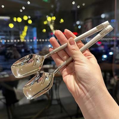 INS Wind Net Red Stainless Steel Spoon Dessert Lantern Korean Style Long Handled Household Rice Stirring Tableware Kitchen Bar