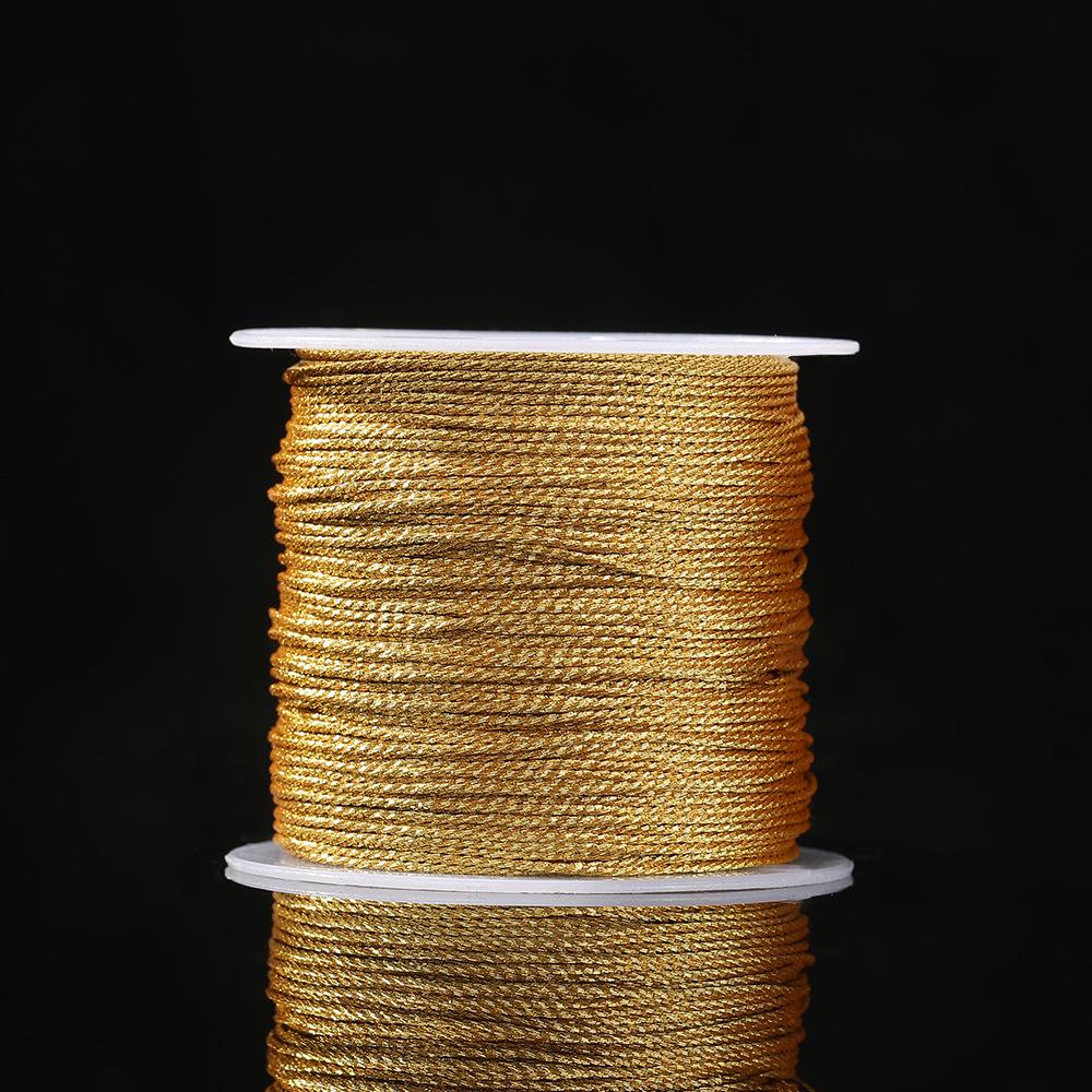 

Ручная работа Золотая и серебряная нить для плетения своими руками: Материал для браслета с кисточкой в виде китайского узла, Маленький рулончик 3 strands (approx. 0.2mm) approx. 140m золотой