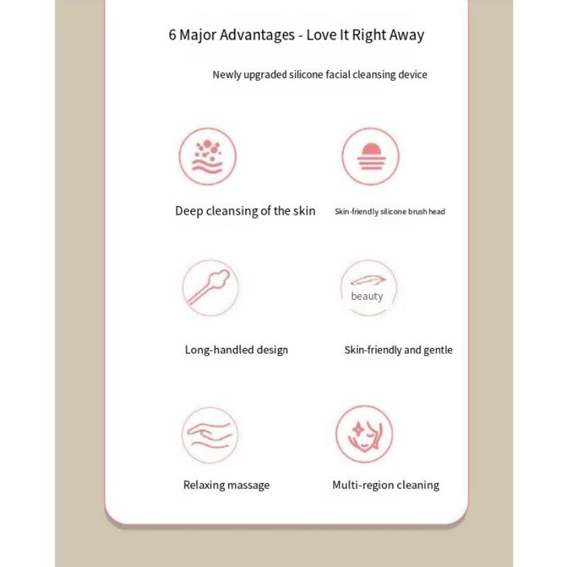 1PC face wash brush Internet celebrity soft hair deep brush silicone manual cat claw cleansing brush long handle artifact dirt face cleansing female