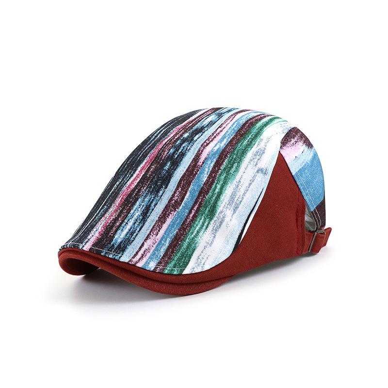 Men's All-season Striped Baseball Cap; Women's Printed Casual Cap; Single-layer Graffiti Beret; Forward-style Cap