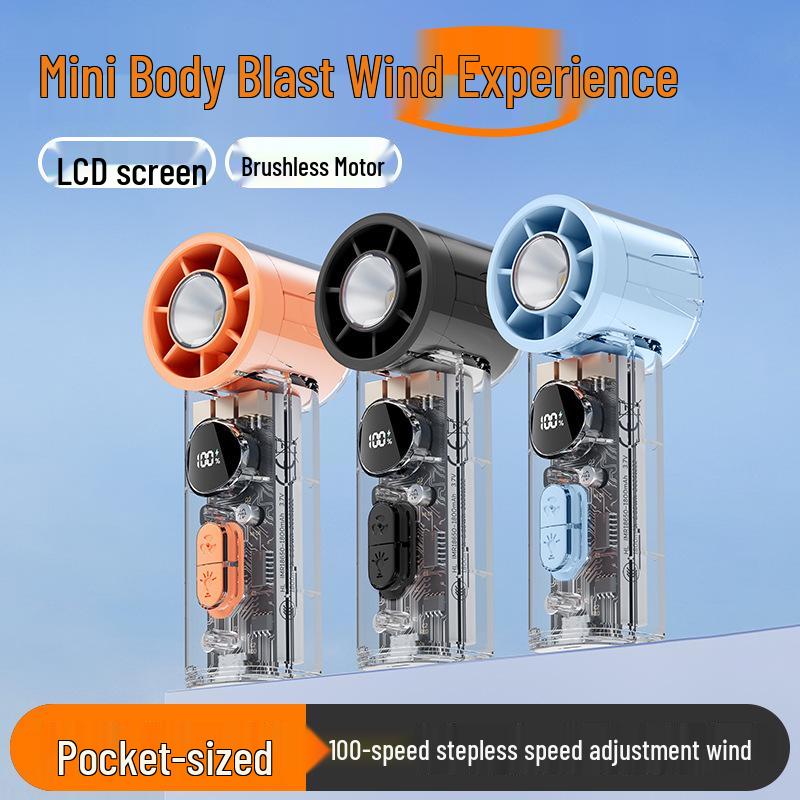 Portable USB Rechargeable Neck-Hanging Foldable Mini Handheld Fan with High-Speed Turbine