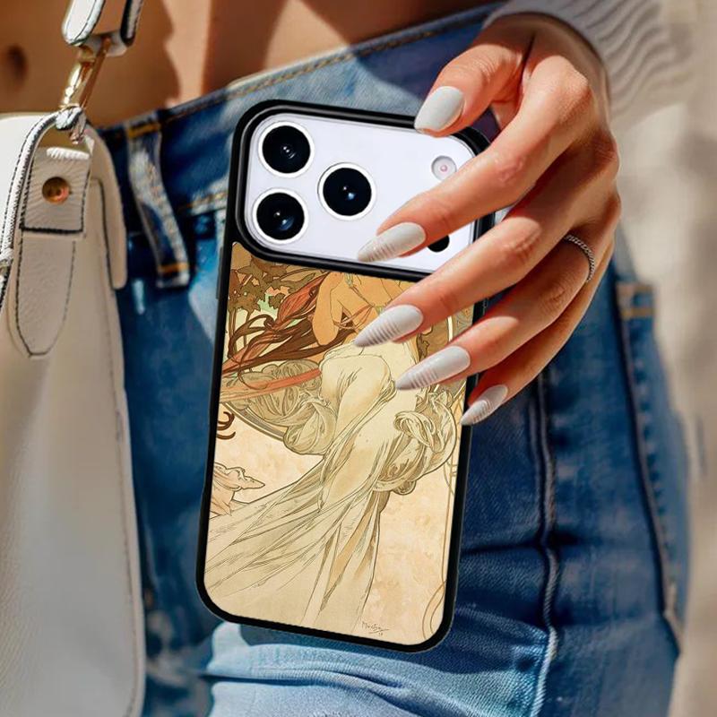Alphonse Mucha Painted Phone Case For iPhone 17 Air 14 15 13 12 Max Cover For Apple 14 15 16 16e 11 Pro Max Plus Coque