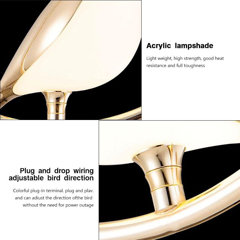 Nordic Magpie Bird LED Chandelier Lamps for Corridor Aisle LED Pendant Lights Hanging Lighting Fixtures for Bedroom Living Room