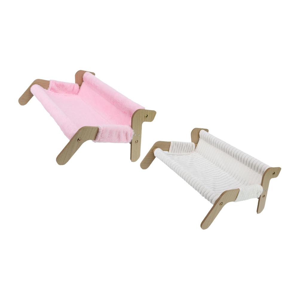 Indoor Wooden Cat Bed with Removable Cushion Pet Sofa House for Lounge Cats Warm Plush Furniture