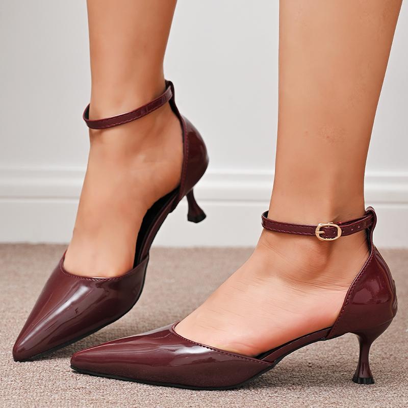 Fashion Women Heeled Shoes Sexy Pointed Toe Mid Heels Shoes Fashion Shallow Pumps 2025 Trend Designer Buckle Summer Mujer De Zapatillas