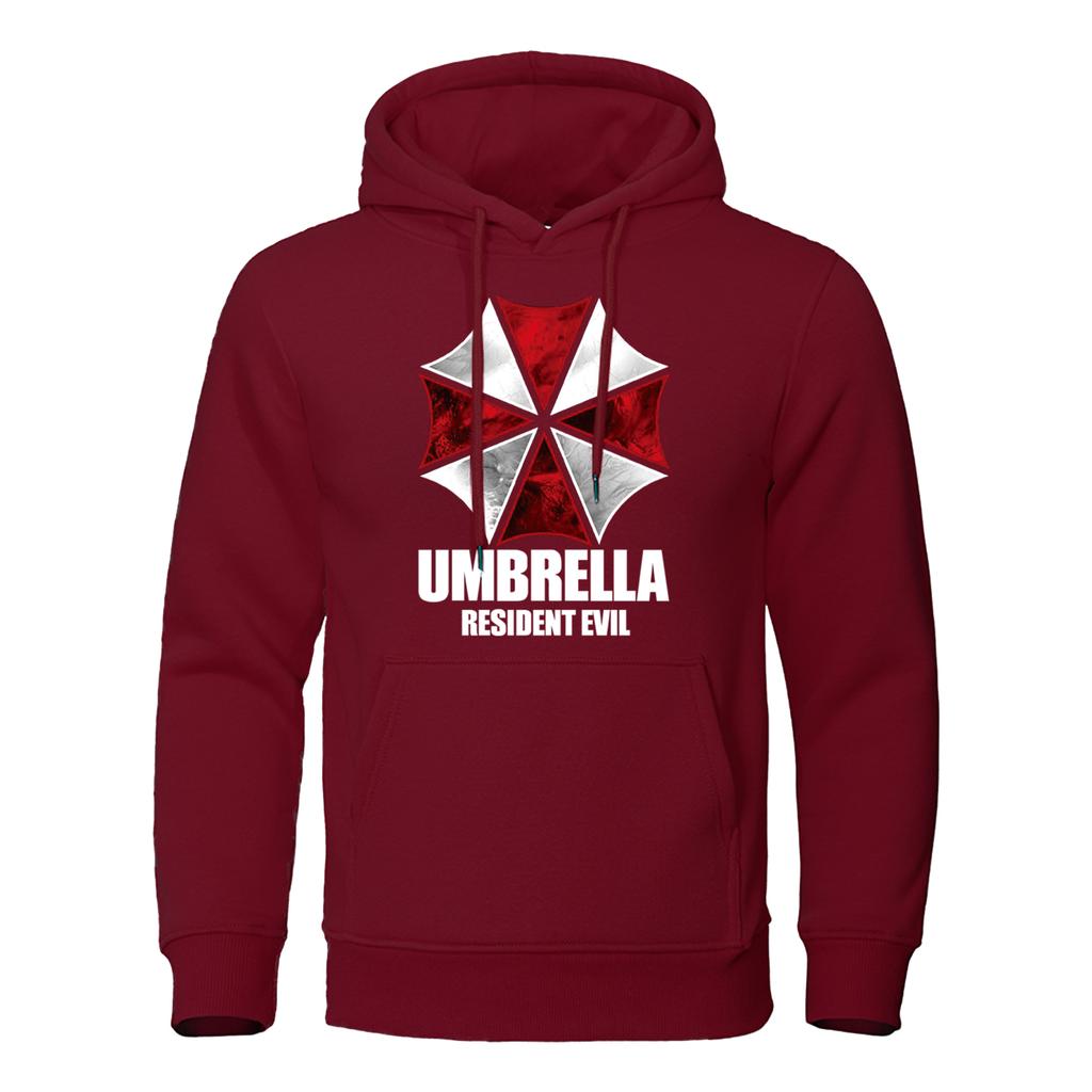 Red And White Protective Umbrella Hoody Mens Personality Loose Hoodie Fashion Pullover Sweatshirt Oversized Clothing