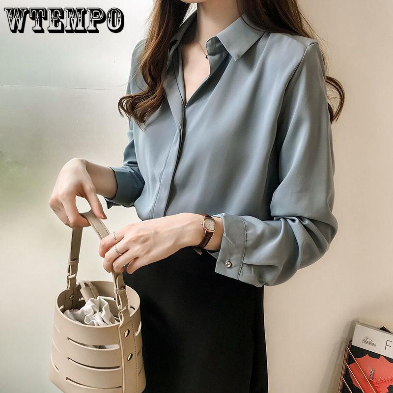 Women's Chiffon Shirt In Spring and Autumn Season Has A Design Sense of Minority Temperament Shirt Versatile Shirt Long-sleeved Large Bottom Shirt