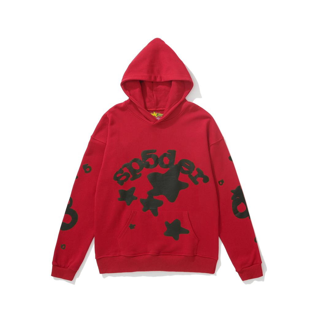 Cross-border beauty tide sp5der loose American hip-hop street casual loose and versatile pure cotton hooded sweater printing