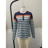 Women's Spring and Autumn New Fashion Versatile Striped Contrast Button Casual Long-sleeved T-shirt