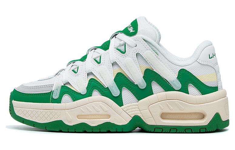 Li Ning CF Tracing, Reputation 2.0 Abrasion Resistant Breathable Low top Sports Casual Shoes Women s White Green AGCT178-2 36