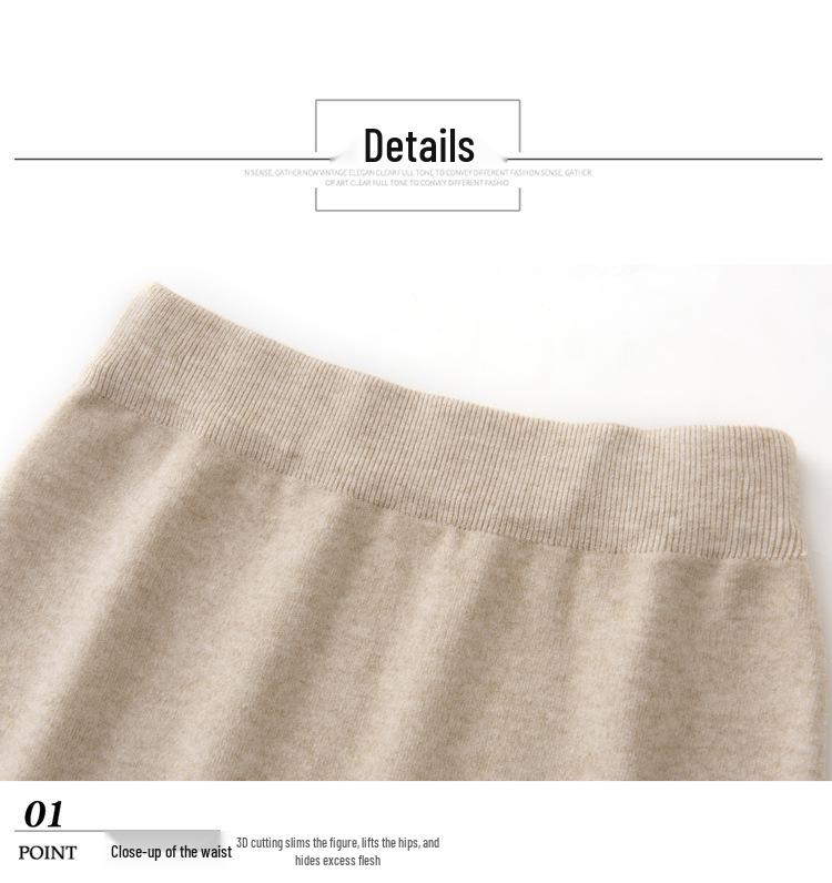 Women's Elastic High Waist Knitted Midi Skirt for Autumn/Winter - Slim Fit