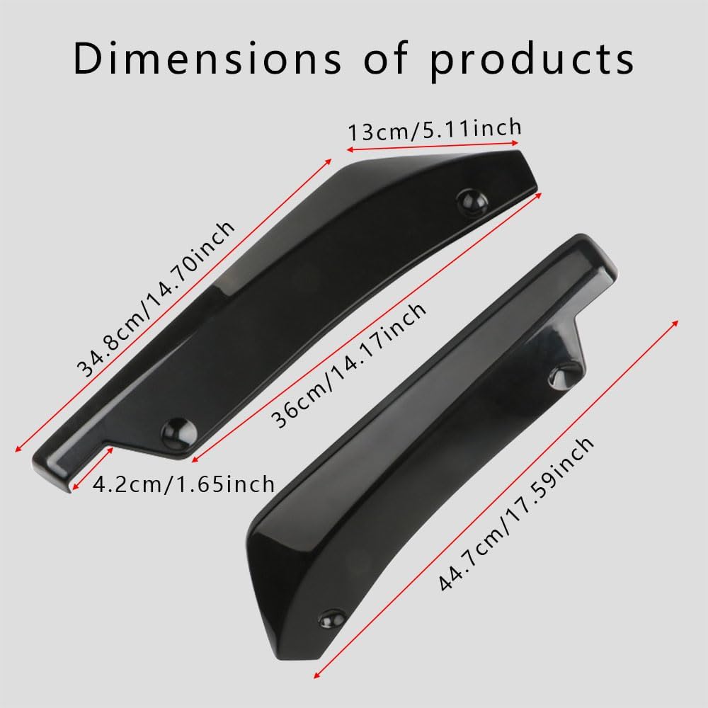 Jsorum 2Pcs Rear Bumper Canard Splitter Protector, Universal Bumper Lip Spoiler Kit Exterior Decorations For Car (Black)