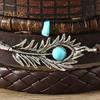 6-teiliges Set mit geflochtenen Armbändern in verschiedenen Formen, Holzperlen-Dekor, Pfauenfeder-Anhänger, Retro-Ethno-Stil, Kunsttürkis-Stein, Steinarmband, Handgelenk