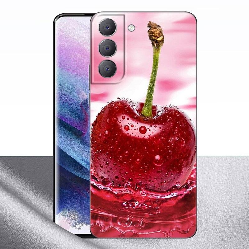 Summer Fruit Cherry Phone Case For Samsung Galaxy S22 Pro S21 S20 FE Ultra S10 Lite S10 S10E S9 S8 Plus Soft TPU Black Cover