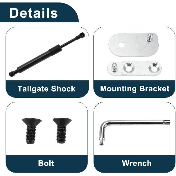 Tailgate Assist for Ford for Ranger 2019-2024 Tailgate Pickup Truck Lift Support Strut Black with Mounting Bracket 1 Set