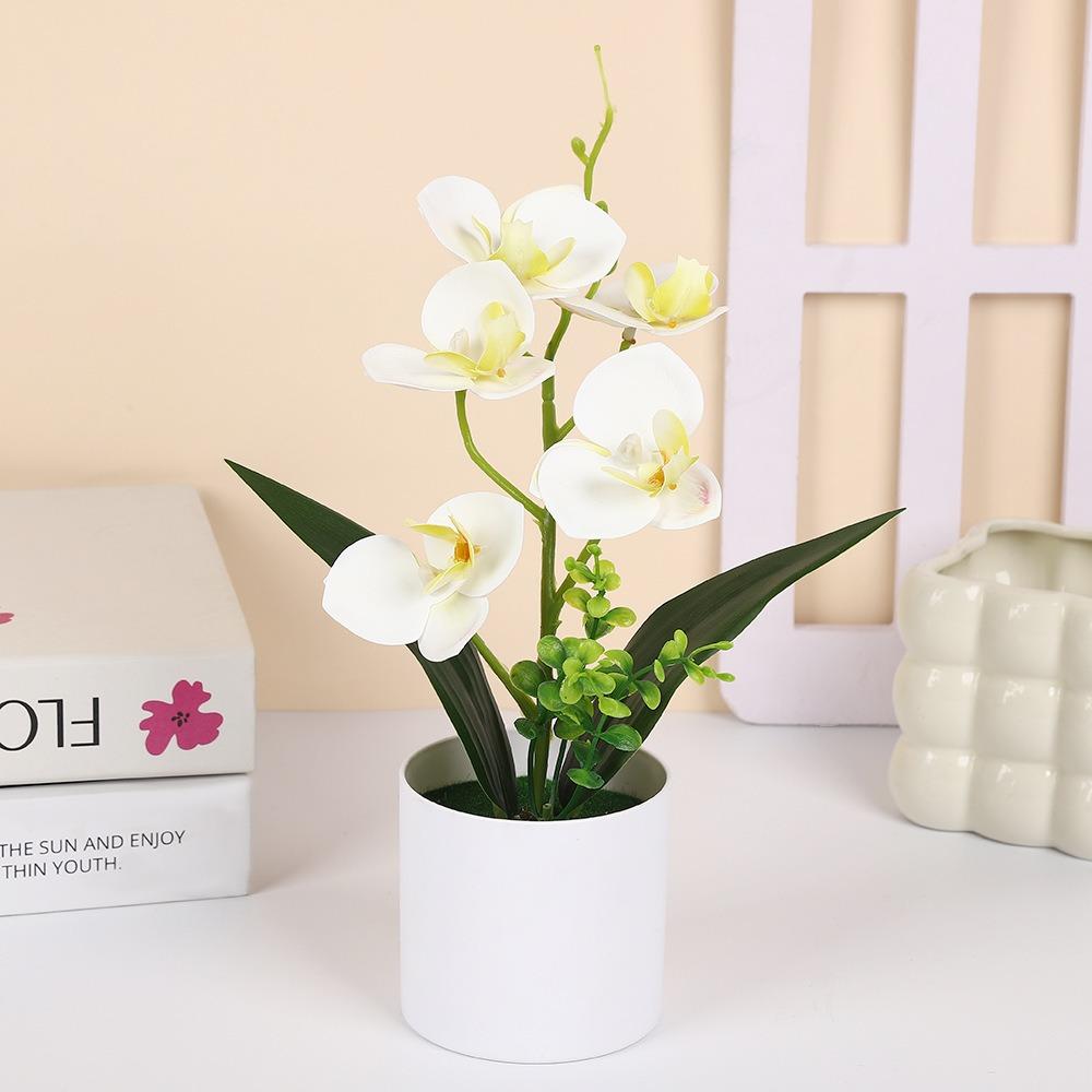 Multicolor Simulation Bonsai Accessories Faux Phalaenopsis Potted  Home Office Decoration