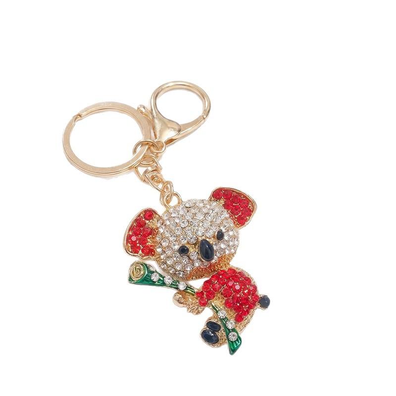 Chinese Style Bear-shaped Car Keychain, Women's Bag Hanger, Metal Keychain Ring